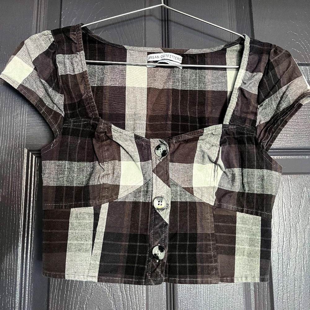Urban Outfitters Cropped Plaid Top, S